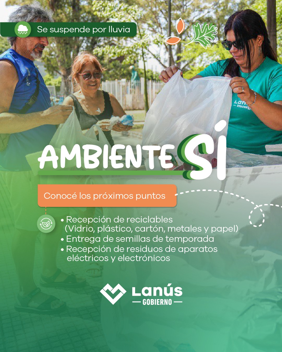 Este miércoles 18, jueves 19 y viernes 20 de febrero de 10 a 13, y el sábado 21 de 10 a 17, se desarrollará una nueva edición del operativo ¡Ambiente Sí! en diferentes plazas y barrios.