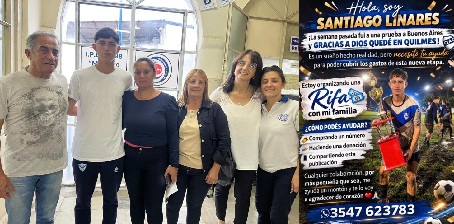 Rifa solidaria para que joven de Alta Gracia viaje a jugar en Quilmes.