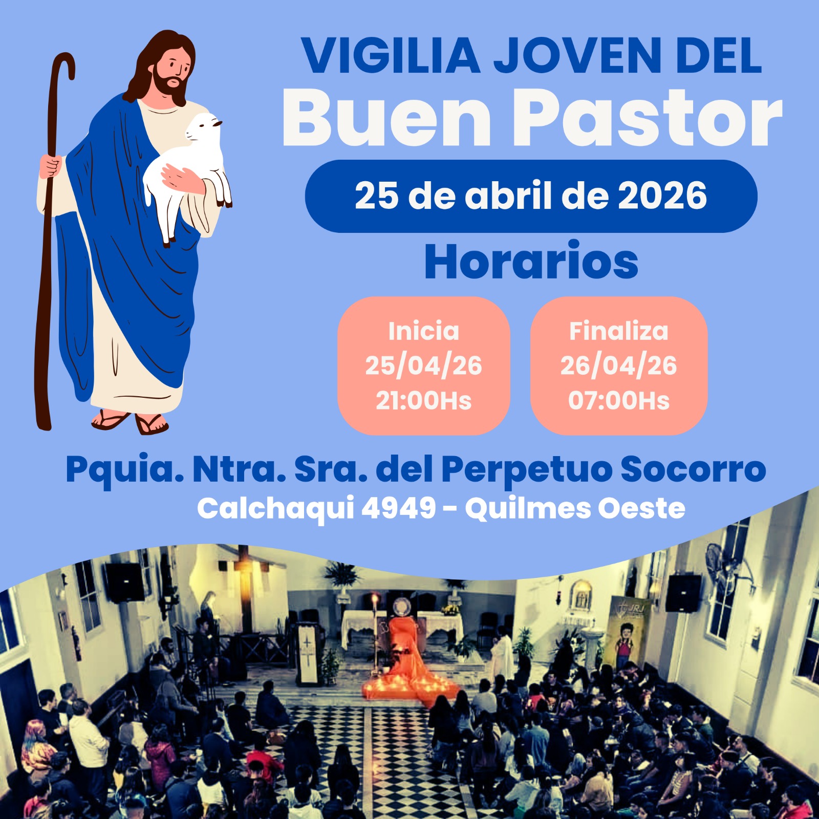 La Diócesis Quilmes invita a la Vigilia Joven del Buen Pastor